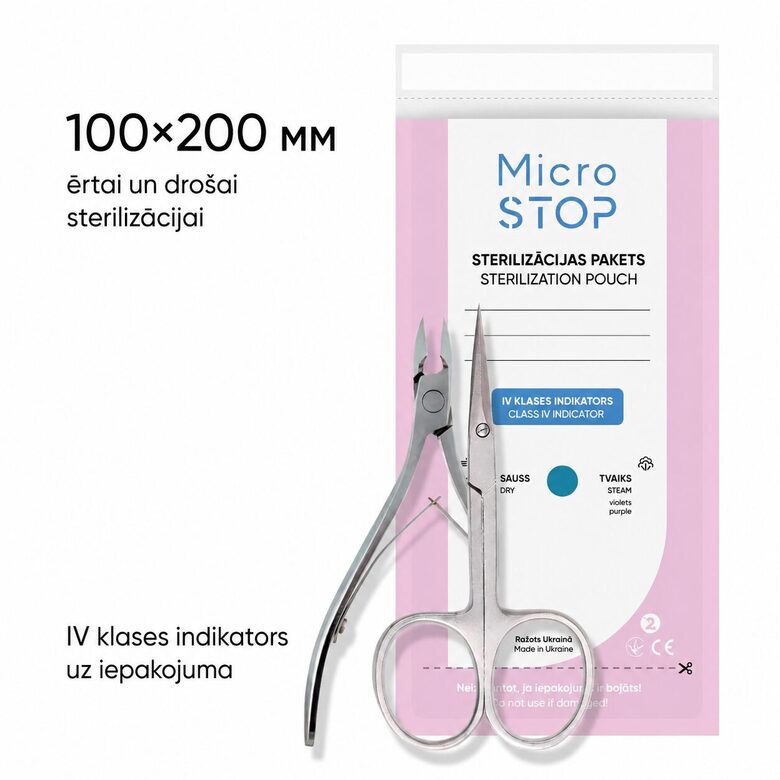 Microstop sterilization pouches with class 4 indicator 100×200 mm, 100pcs