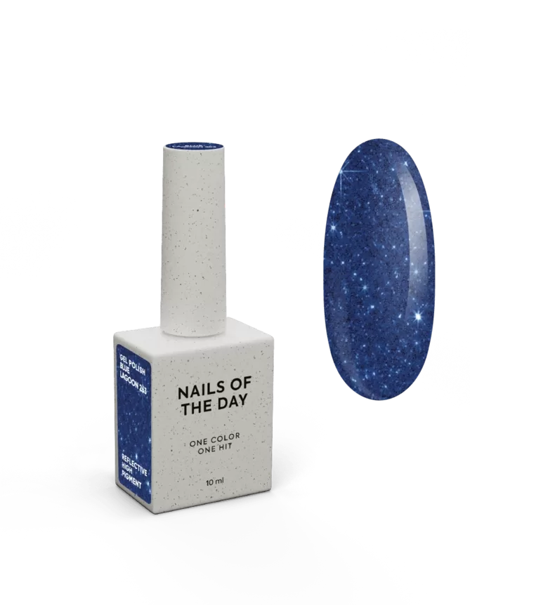 NAILSOFTHEDAY gel polish BLUE LAGOON - gaismu atstarojošā gēllaka, zils