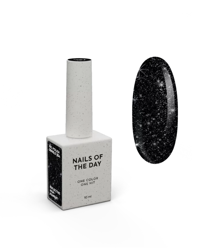 NAILSOFTHEDAY gel polish DENIELS 034 - gaismu atstarojošā gēllaka, melns