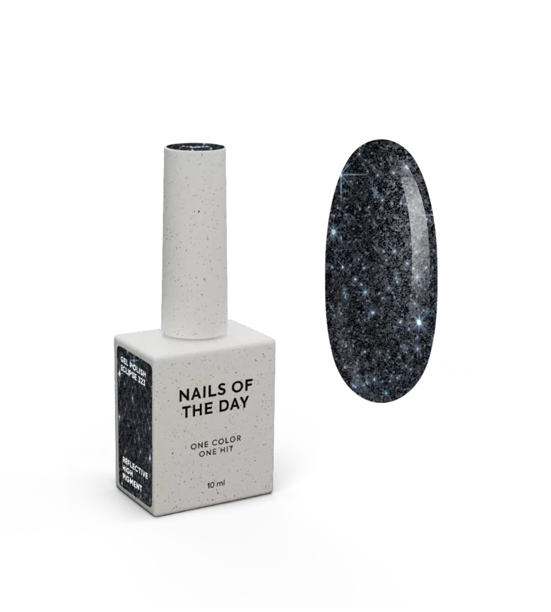 NAILSOFTHEDAY Gel polish ECLIPSE 323 - gaismu atstarojošā gēllaka, melni zils