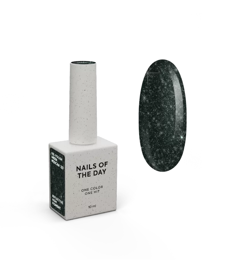 NAILSOFTHEDAY gel polish GREEN MEXICAN - gaismu atstarojošā gēllaka, tumši zili zaļš