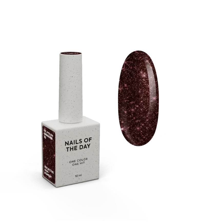 NAILSOFTHEDAY Gel polish GRENADINE 152 - gaismu atstarojošā gēllaka, bordo