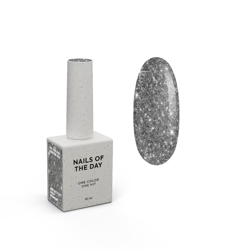 NAILSOFTHEDAY gel polish MARTINI 024 - gaismu atstarojošā gēllaka, sudrabs