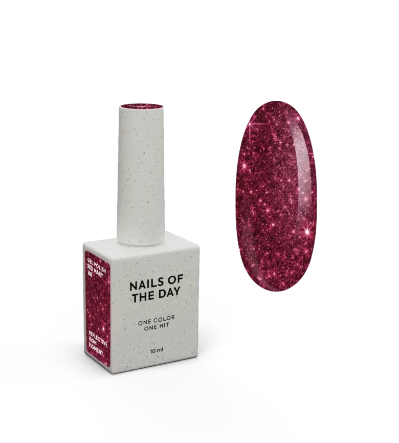 NAILSOFTHEDAY Gel polish Red Mary 168 - gaismu atstarojošā gēllaka, sarkans