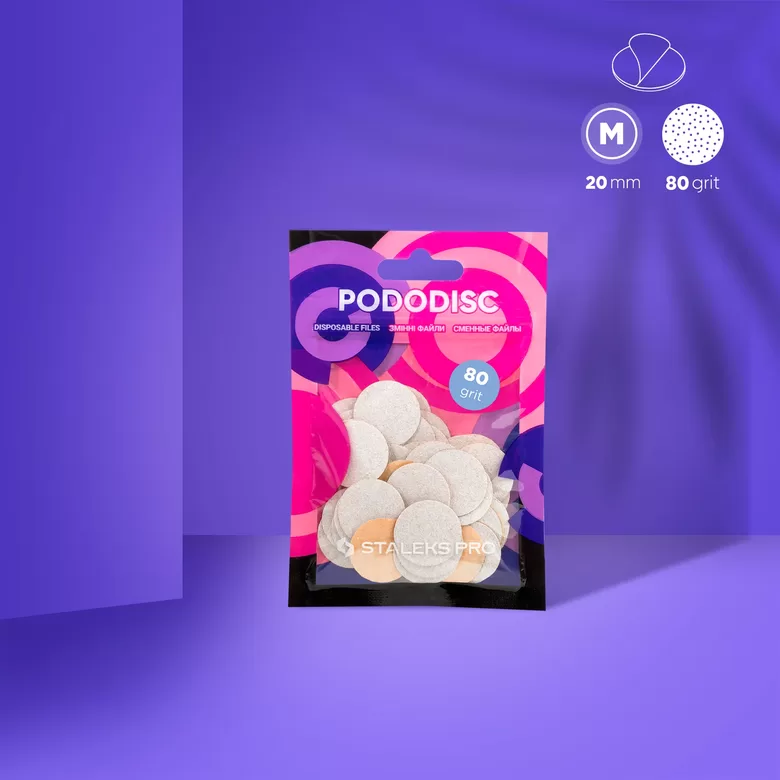 STALEKS Vienreizlietojamie baltie diski pedikīra diskam PODODISC M EXPERT 80 griti (50 gab.)