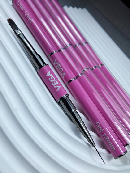 VEGA divpusējā ota: liner 12mm, gēlam 12mm