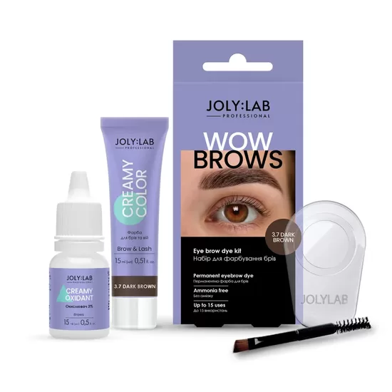 Joly:Lab Eyebrow tinting kit Wow Brows 3.7 Dark Brown - uzacu krāsošanas komplekts, TUMŠI BRŪNS