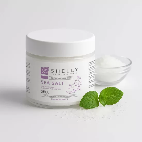 SHELLY jūras sāls manikīra un pedikīra vanniņām ar sudraba joniem, pantenolu un piparmētras eļļu 550g