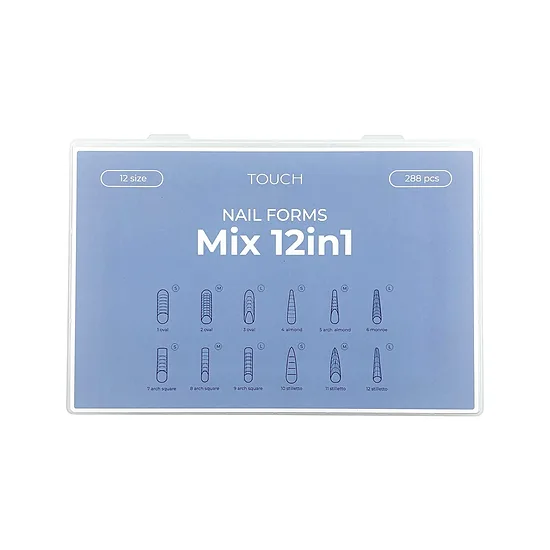 TOUCH Nail Tips Upper forms modeling 288pcs, Mix 12in1 - augšējās formas