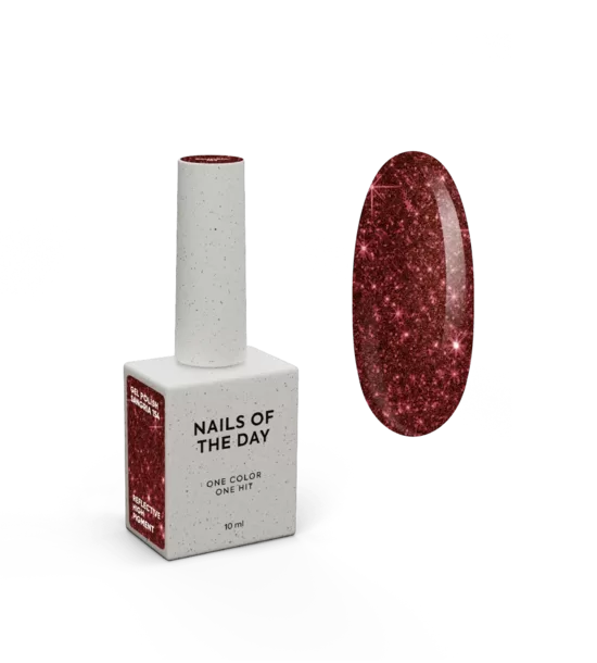 NAILSOFTHEDAY gel polish SANGRIA 154 - gaismu atstarojošā gēllaka, tumši sarkans
