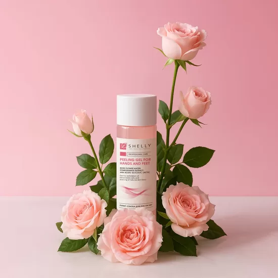 SHELLY Pīlinga gēls rokām un kājām ar rožu hidrolātu, granātābolu ekstraktu un AHA skābēm 200 ml